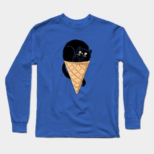 black cat ice cream Long Sleeve T-Shirt